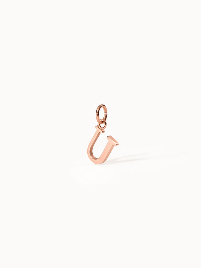 PURELEI Pure U Charm Anhänger in Roségold, 18K rosévergoldet, minimalistisches Letter-Design, elegant und feminin.