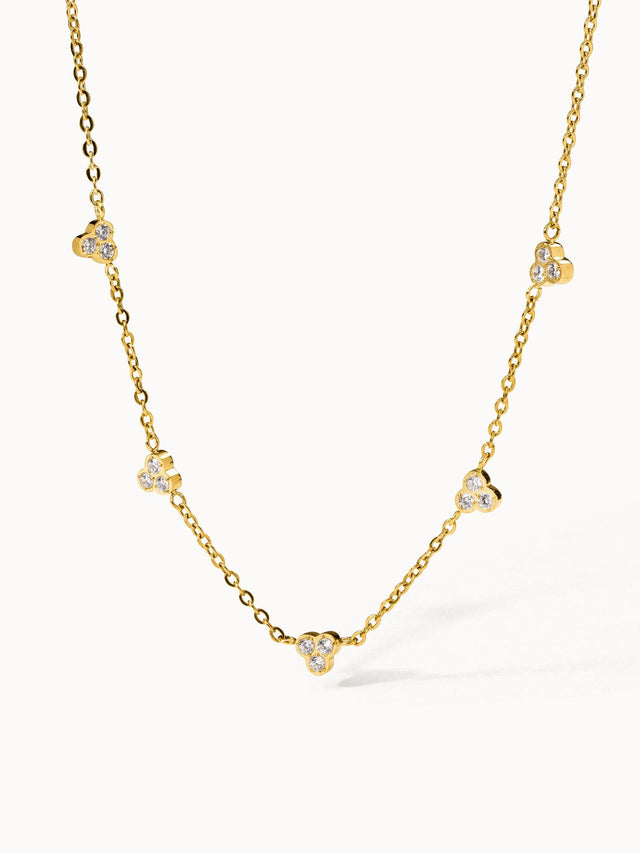 PURELEI Amicizia Kette aus 18K Gold mit Zirkonia-Schmucksteinchen, elegant und vintage-inspiriert.