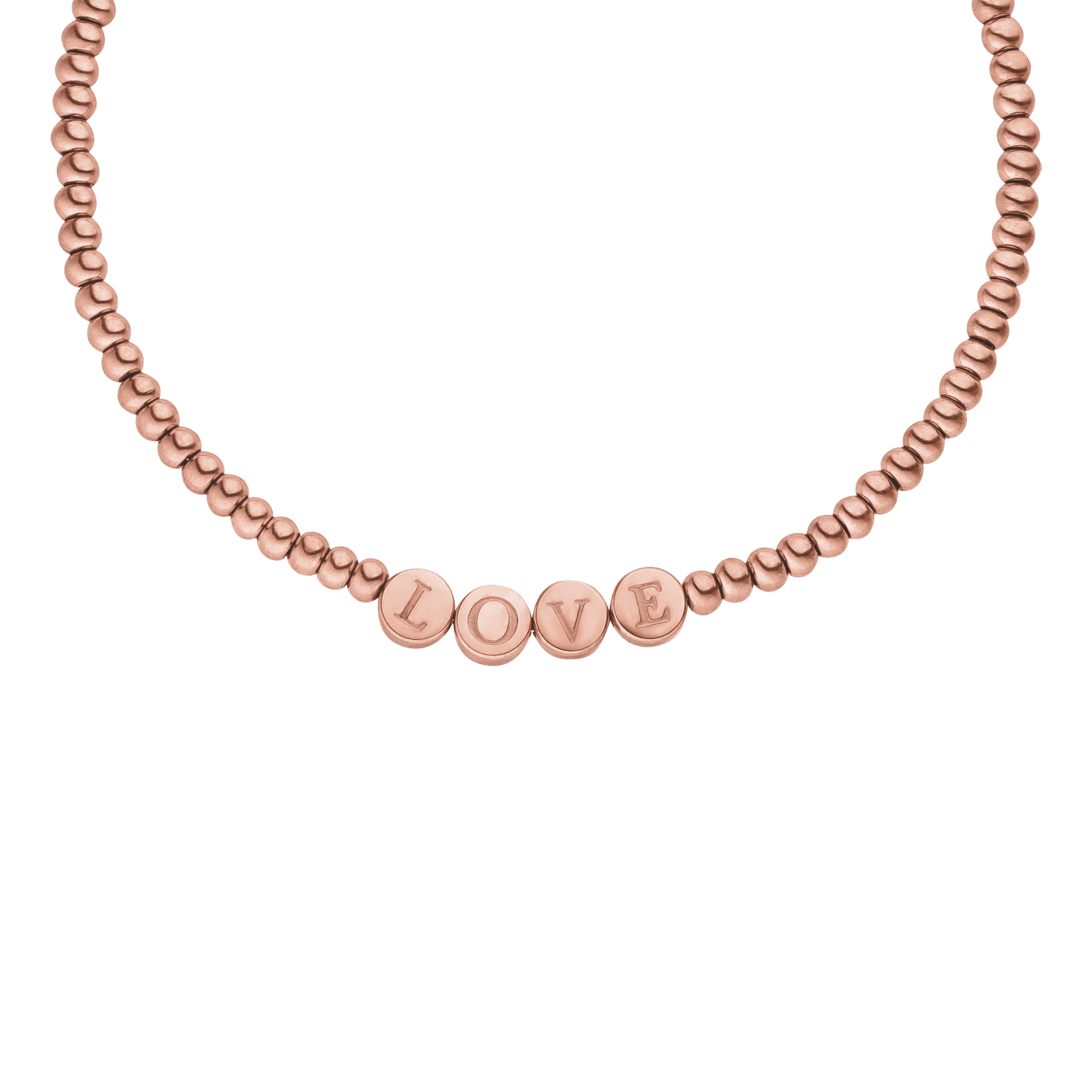 Roségoldenes Armband mit LOVE-Detail, PURELEI, elegant und verspielt.