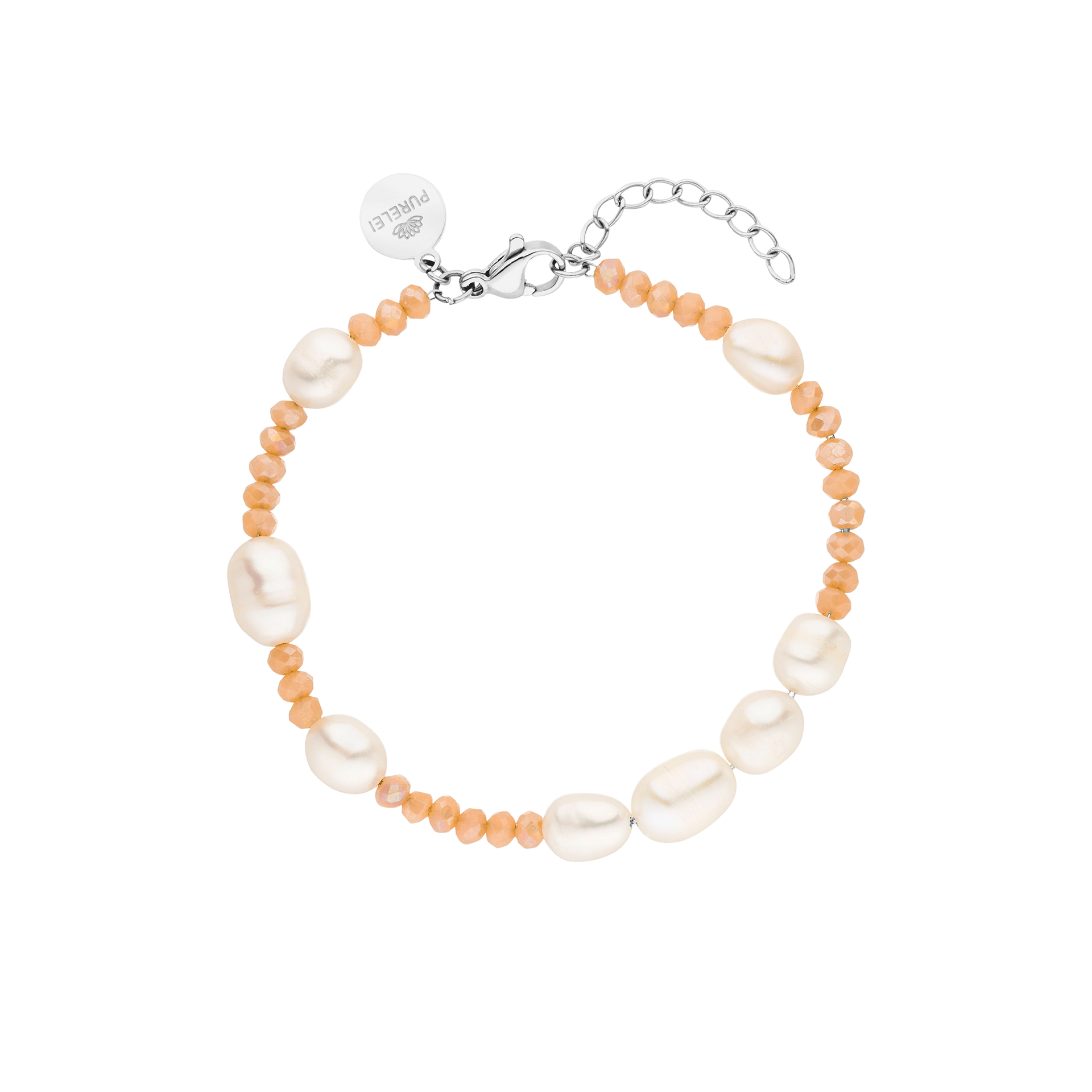 Perlenarmband mit orangefarbenen Akzenten, elegant und feminin, von PURELEI.