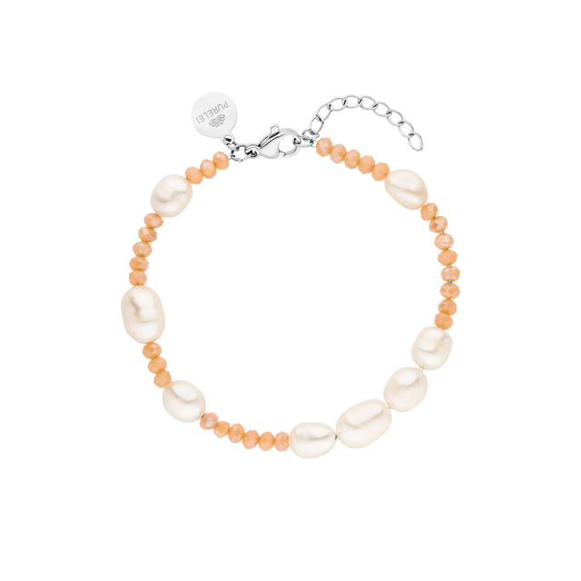 Perlenarmband mit orangefarbenen Akzenten, elegant und feminin, von PURELEI.