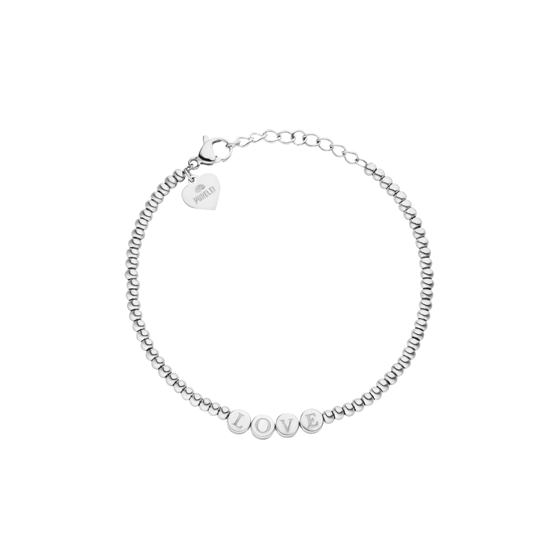 Silbernes Armband mit LOVE-Detail, PURELEI, elegant und modern.