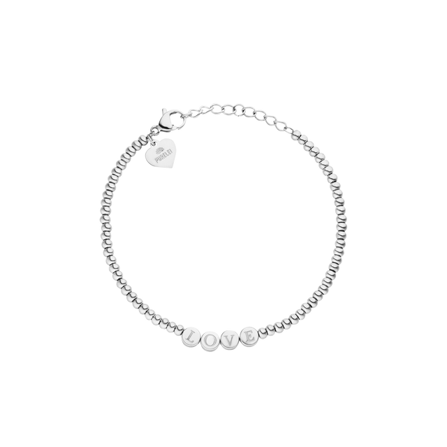 Silbernes Armband mit LOVE-Detail, PURELEI, elegant und modern.