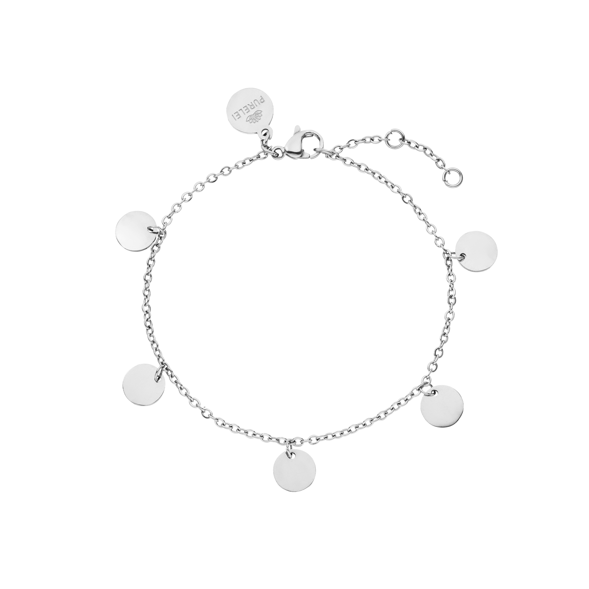 Kalea Armband aus nickelfreiem Silber mit filigranen Plättchen, elegant und leicht getragen am Handgelenk.