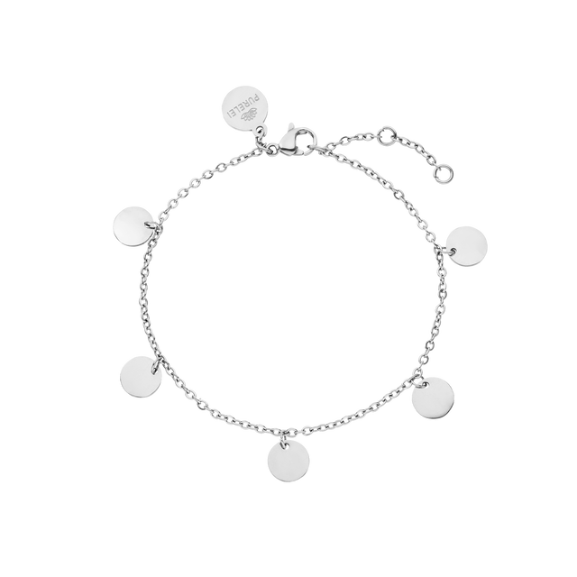 Kalea Armband aus nickelfreiem Silber mit filigranen Plättchen, elegant und leicht getragen am Handgelenk.