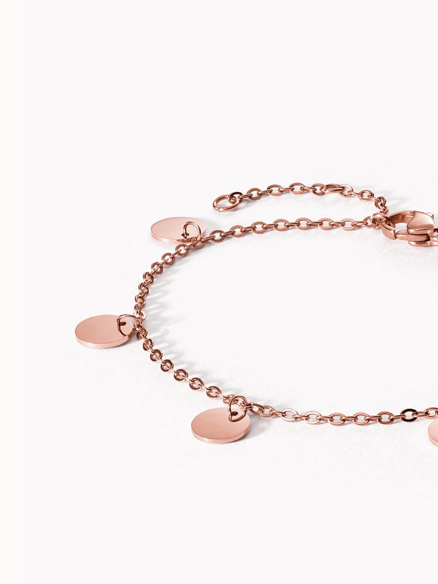 PURELEI Kalea Fußkettchen in Roségold mit spiegelnden Anhängern, fein und elegant, minimalistisch, hochwertig.