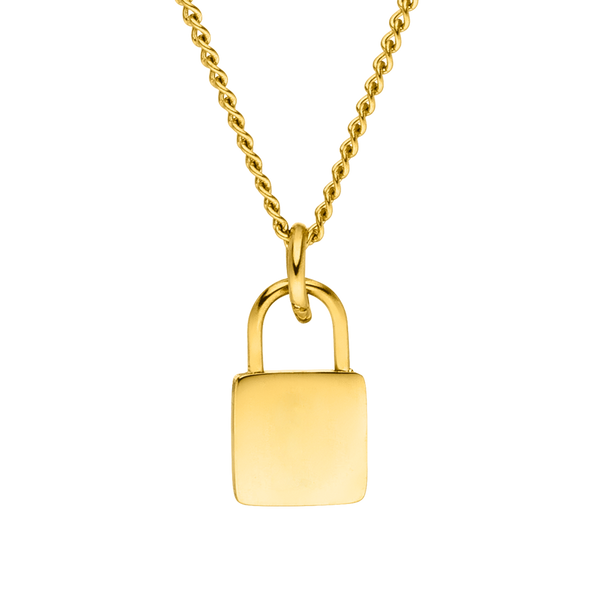 PURELEI Padlock Charm Kette aus 18K vergoldetem Edelstahl, elegant und nickelfrei mit warmem Glanz.