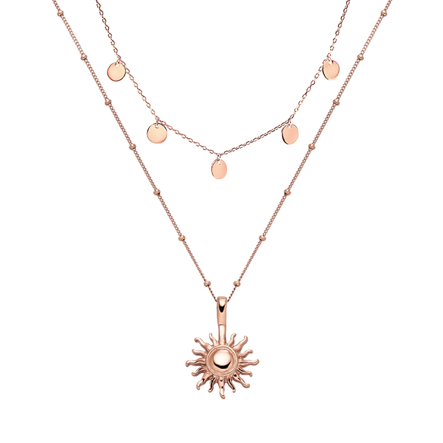 Kailua Ketten-Set in Roségold mit Sonnenanhänger und zarten Plättchen, elegant und feminin von PURELEI.