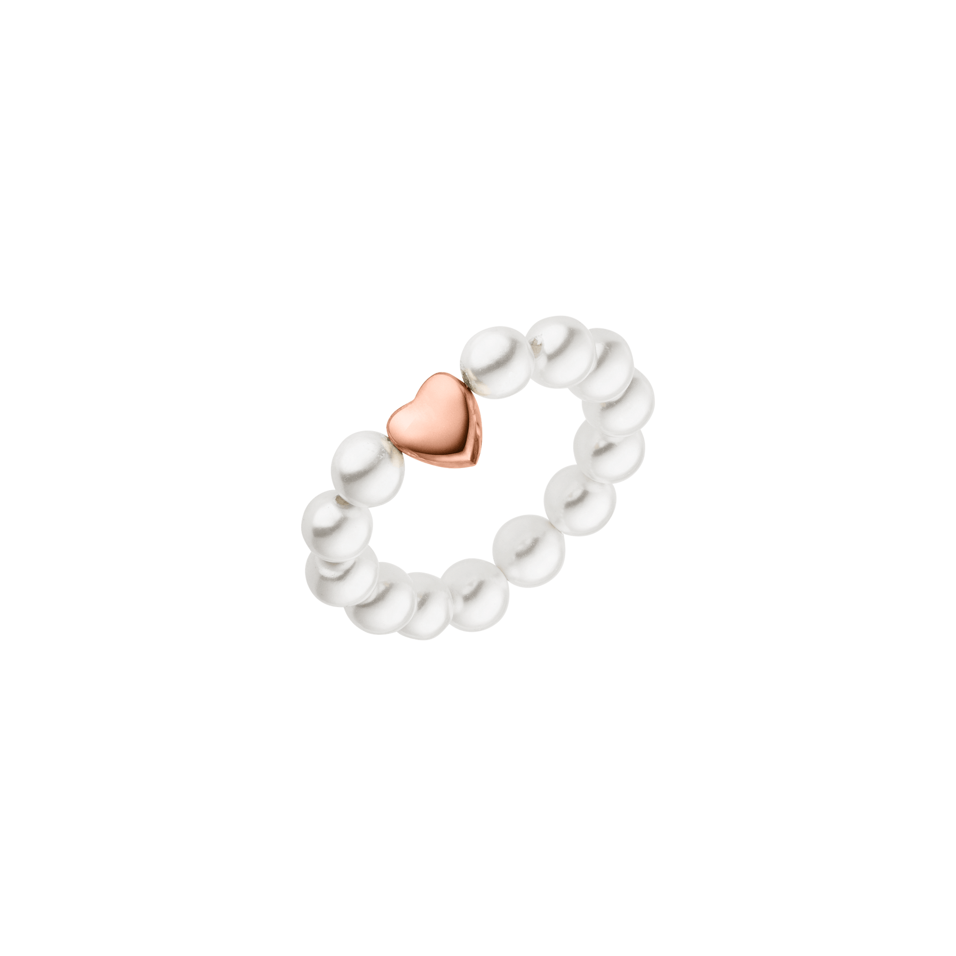Anxiety Lovely Ring von PURELEI mit Muschelperlen und rosévergoldetem Herz, elegant und feminin gestaltet.