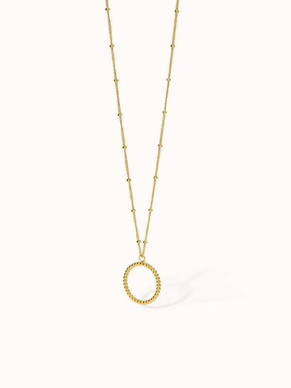 PURELEI Karma Kette aus 18K vergoldetem Edelstahl mit filigranem Kreis-Anhänger, elegant und zeitlos gestaltet.