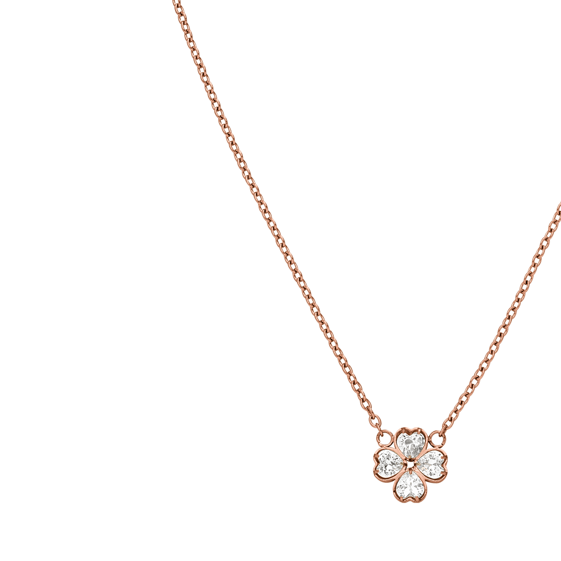 Roségoldene Kette mit blütenförmigem Anhänger und funkelnden Steinen von PURELEI.