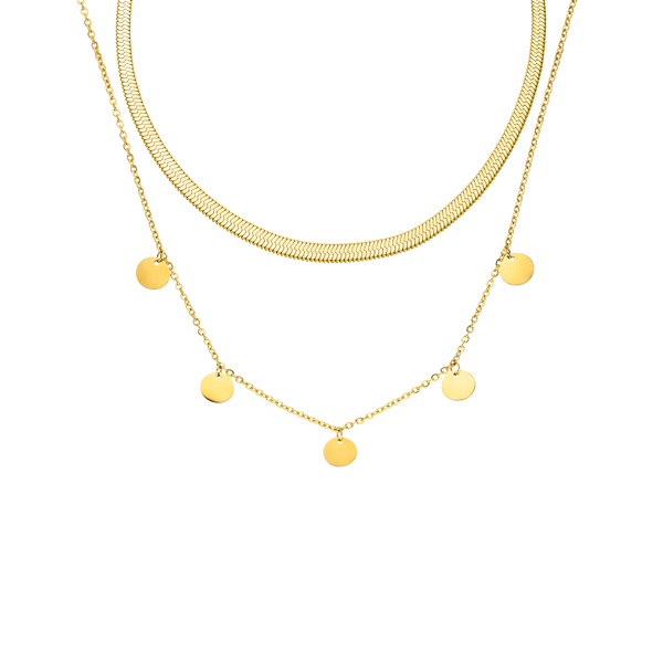 Goldene Kette mit runden Anhängern, elegant und modern, von PURELEI.