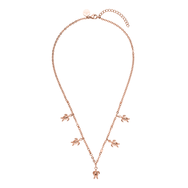 Roségoldene Kette mit Schildkröten-Anhängern, PURELEI, elegant und verspielt.