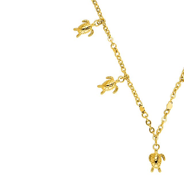 Goldene Kette mit Schildkröten-Anhängern, inspiriert von PURELEI, elegant und maritim.