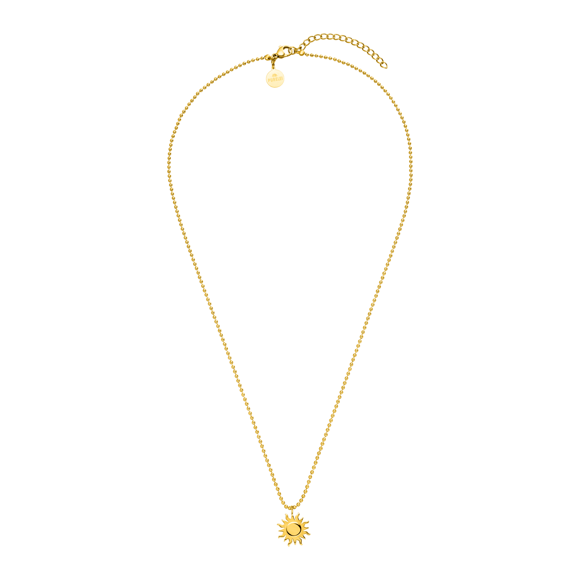 Goldene Kette mit Sonnenanhänger, elegant und strahlend, von PURELEI.