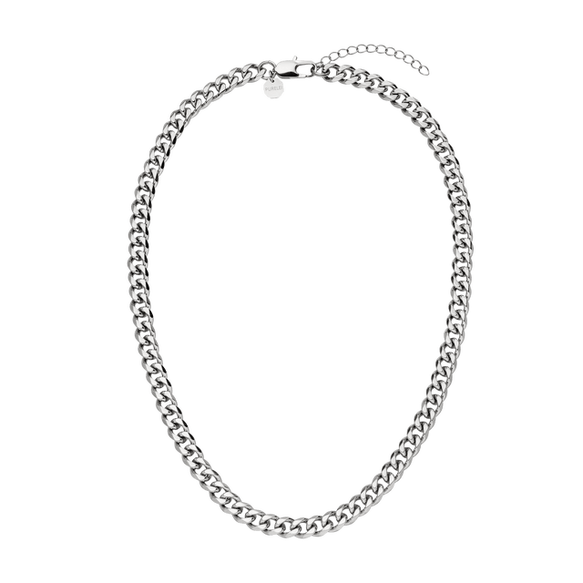 Silberne Kette mit glänzenden Gliedern, elegant und modern, von PURELEI.