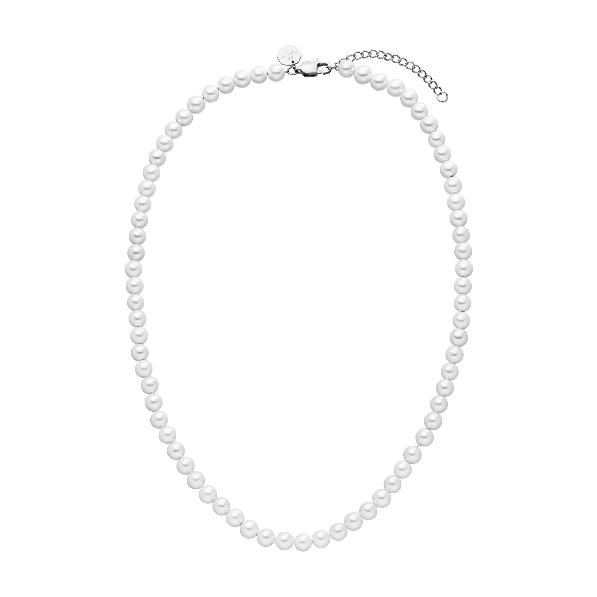 Weiße Perlenkette von PURELEI mit elegantem Design und femininer Ausstrahlung.