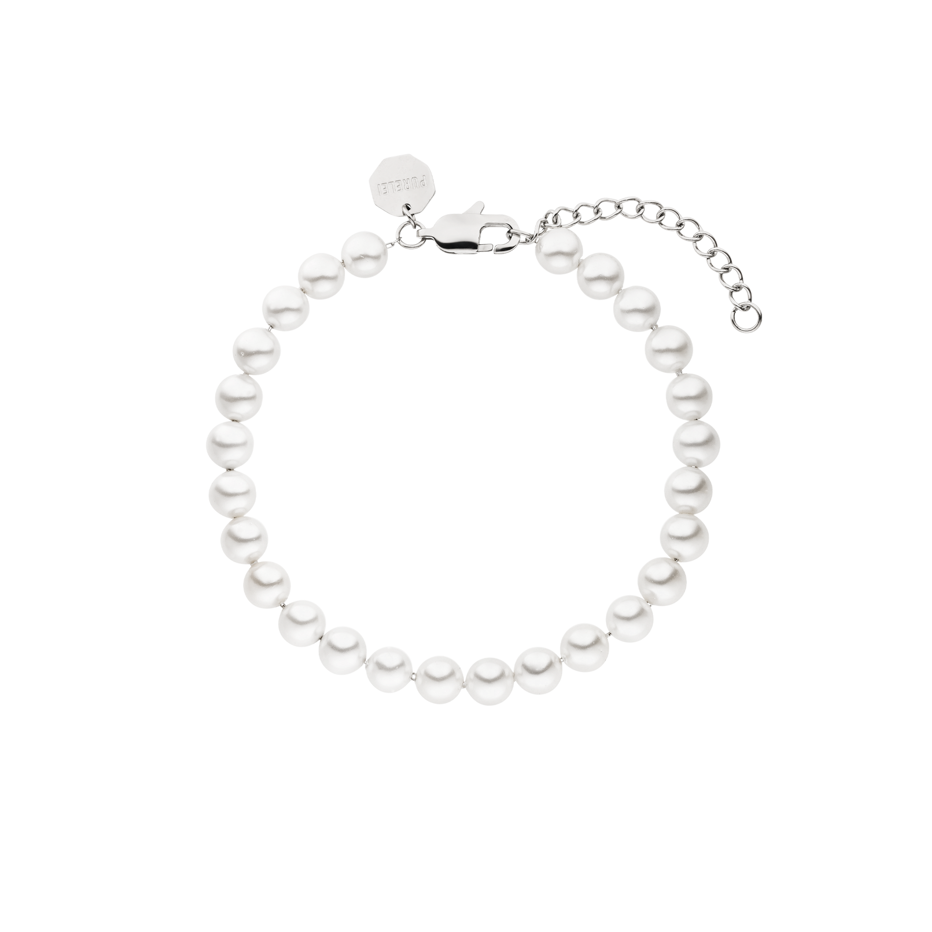 Wasserfestes Armband aus weißen Perlen mit feinem Verschluss von PURELEI.