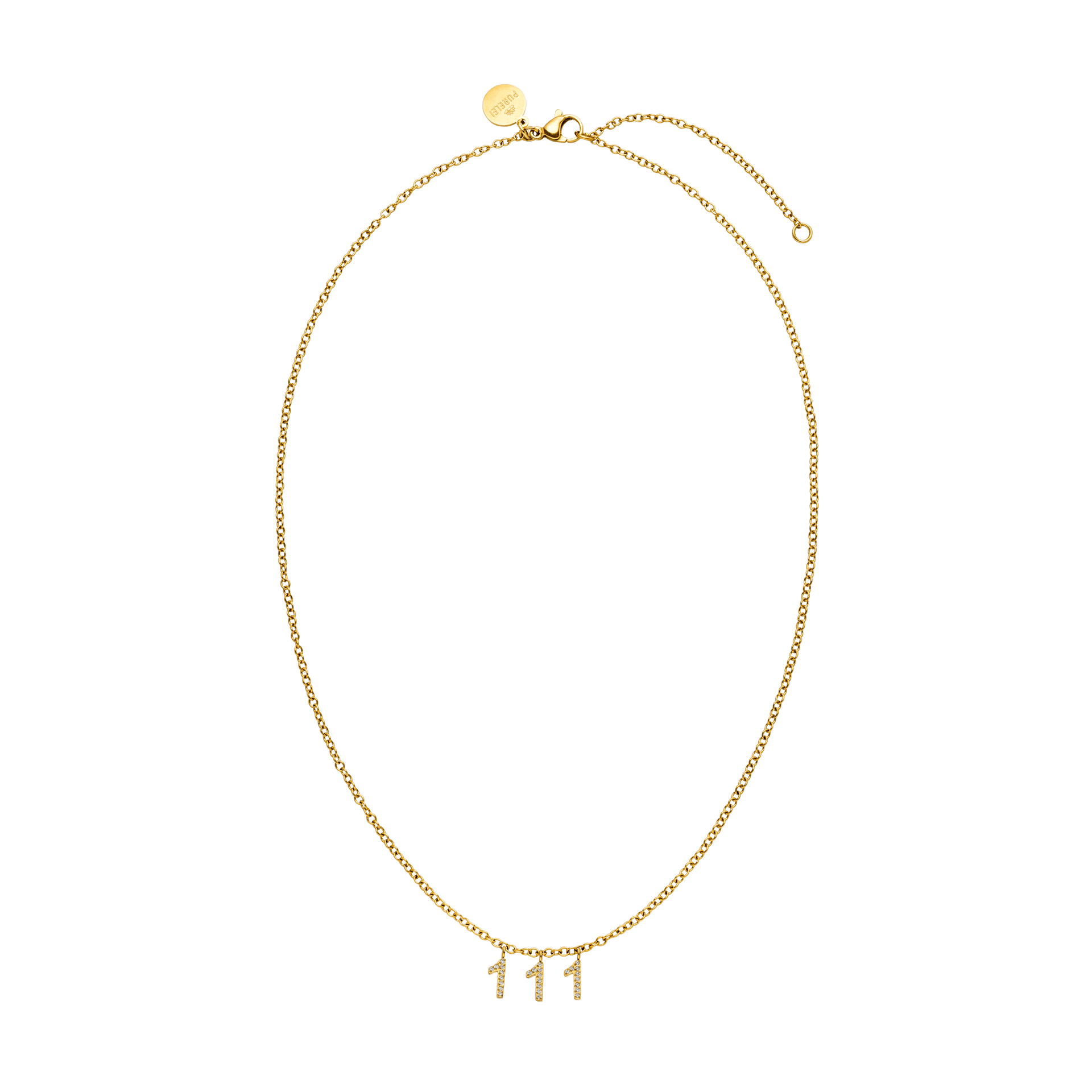 Feine 111 Kette in 18K Gold mit Zirkonia-Anhängern, filigran, nickelfrei, elegant – Vicky.