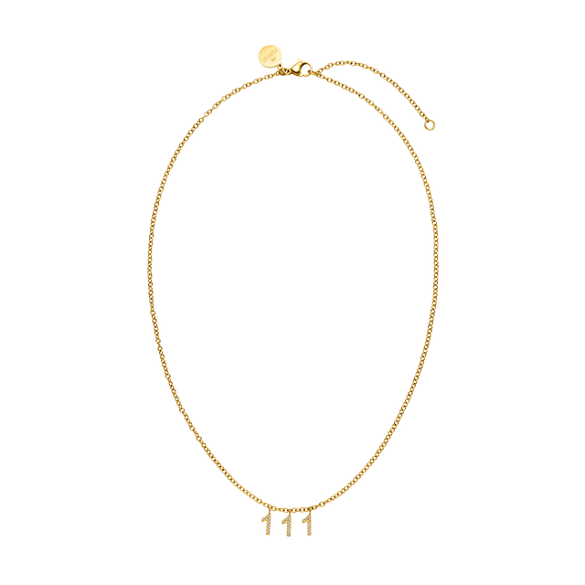 Feine 111 Kette in 18K Gold mit Zirkonia-Anhängern, filigran, nickelfrei, elegant – Vicky.