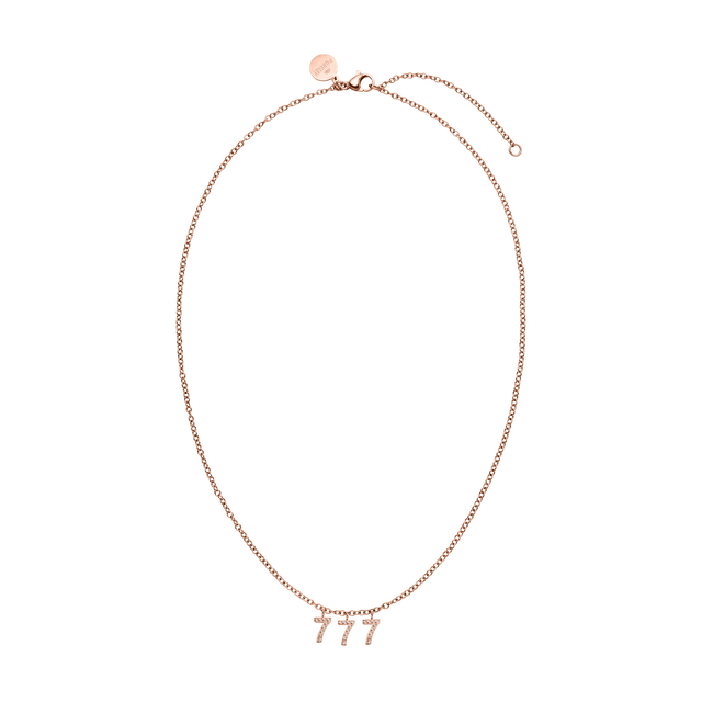 Roségoldene 777 Kette mit Zirkonia-Steinen und Ankerkette, elegant und feminin von PURELEI