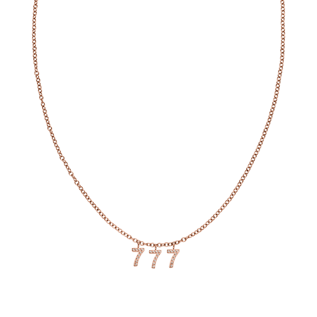 Roségoldene 777 Kette mit Zirkonia-Anhängern und feiner Ankerkette, elegant und feminin von PURELEI