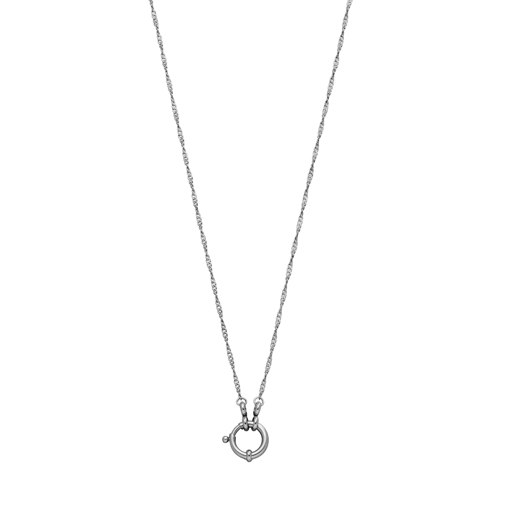 PURELEI Lokahi Charm Kette aus nickelfreiem, silbernem Edelstahl mit filigraner Drehung, elegant und dezent.