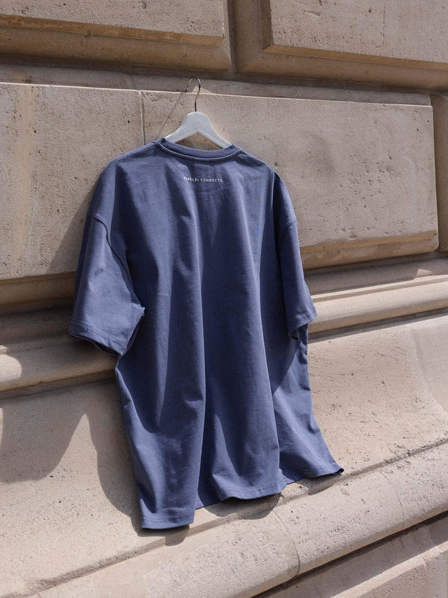 T-shirt Pure Souls Dark Blue aus schwerer Baumwolle mit oversized Passform, pure Ästhetik und urbaner Lässigkeit von PURELEI