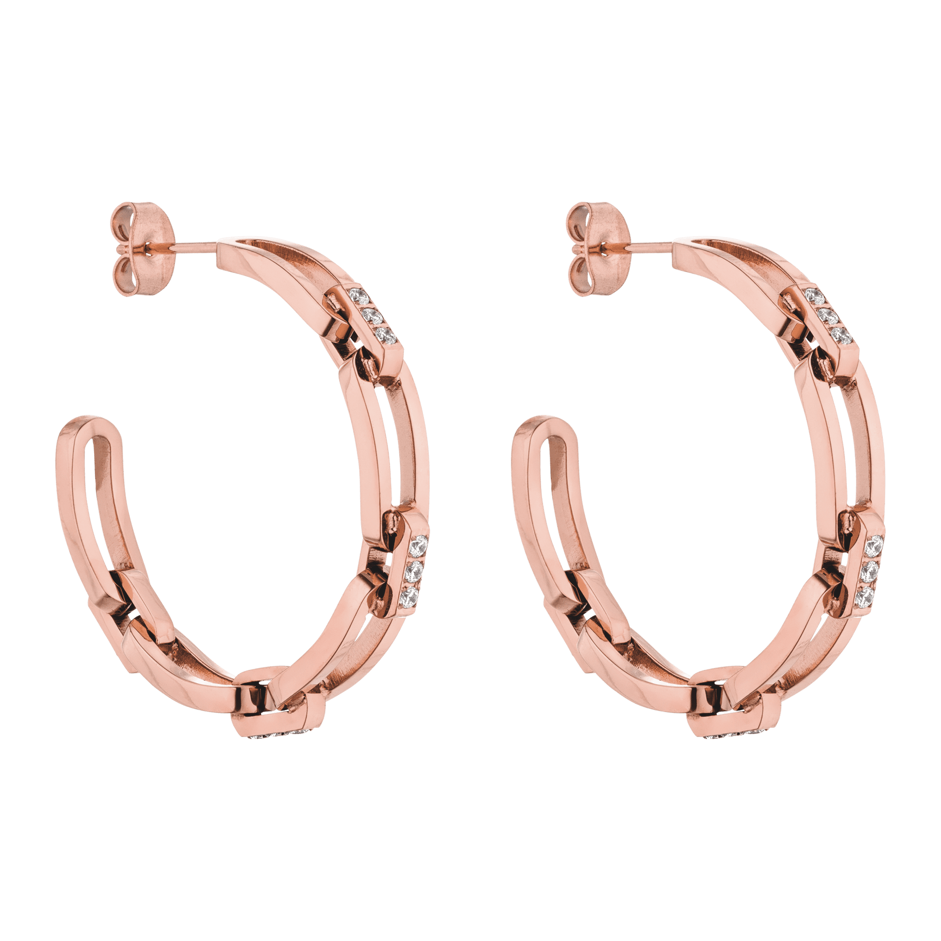 PURELEI Always Ohrringe in Roségold mit Zirkonia, Ketten-Glieder-Design, elegant und feminin, nickelfrei.