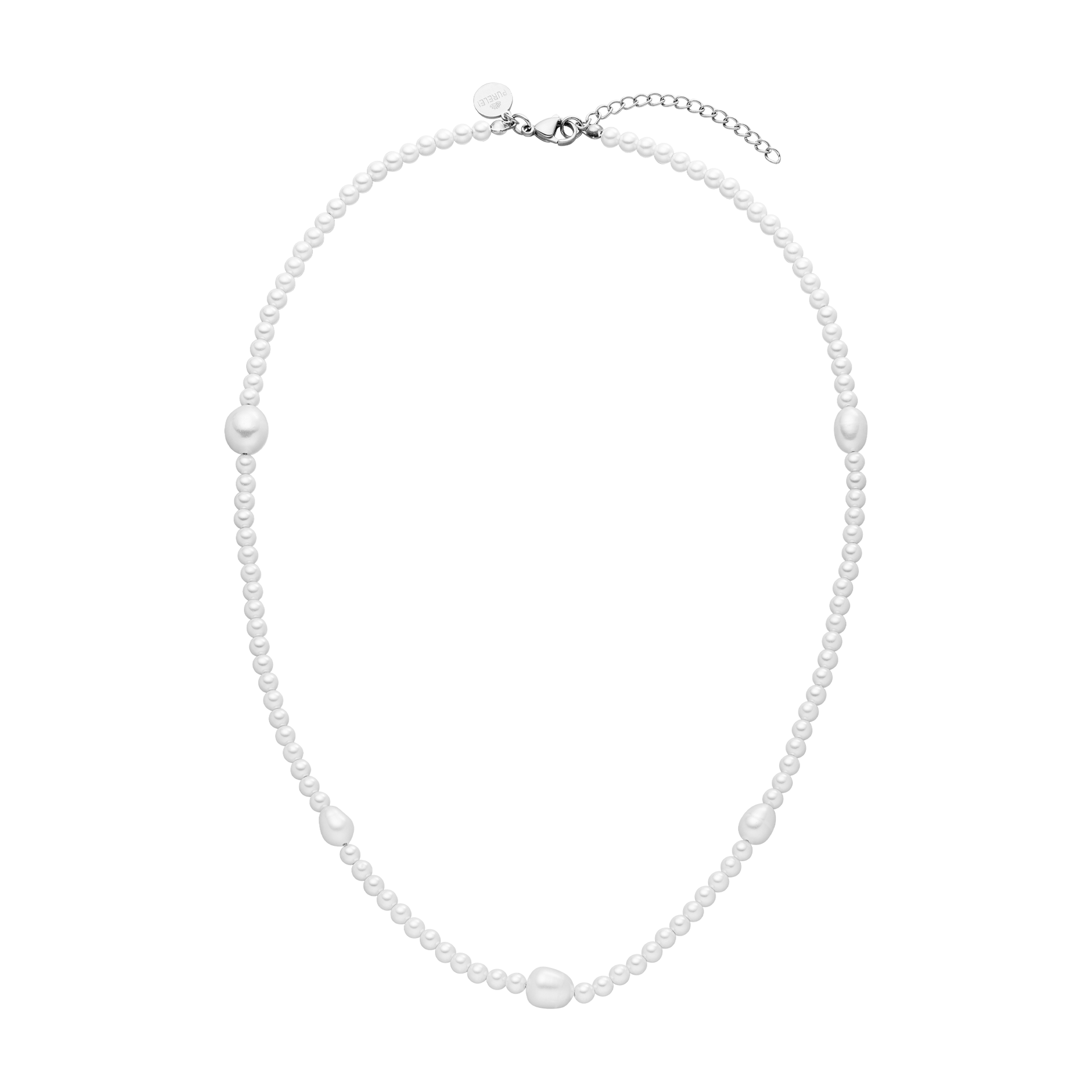 Weiße Perlenkette mit verschiedenen Muschel-Details, elegant und feminin – PURELEI.