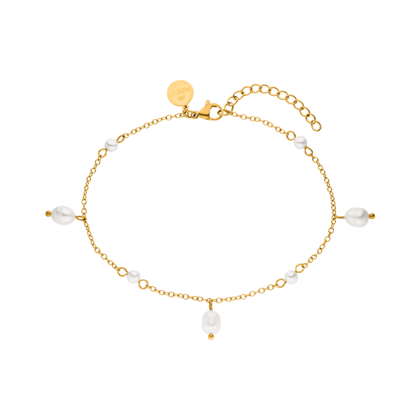 Goldenes Armband mit weißen Perlen, elegant und feminin, von PURELEI.