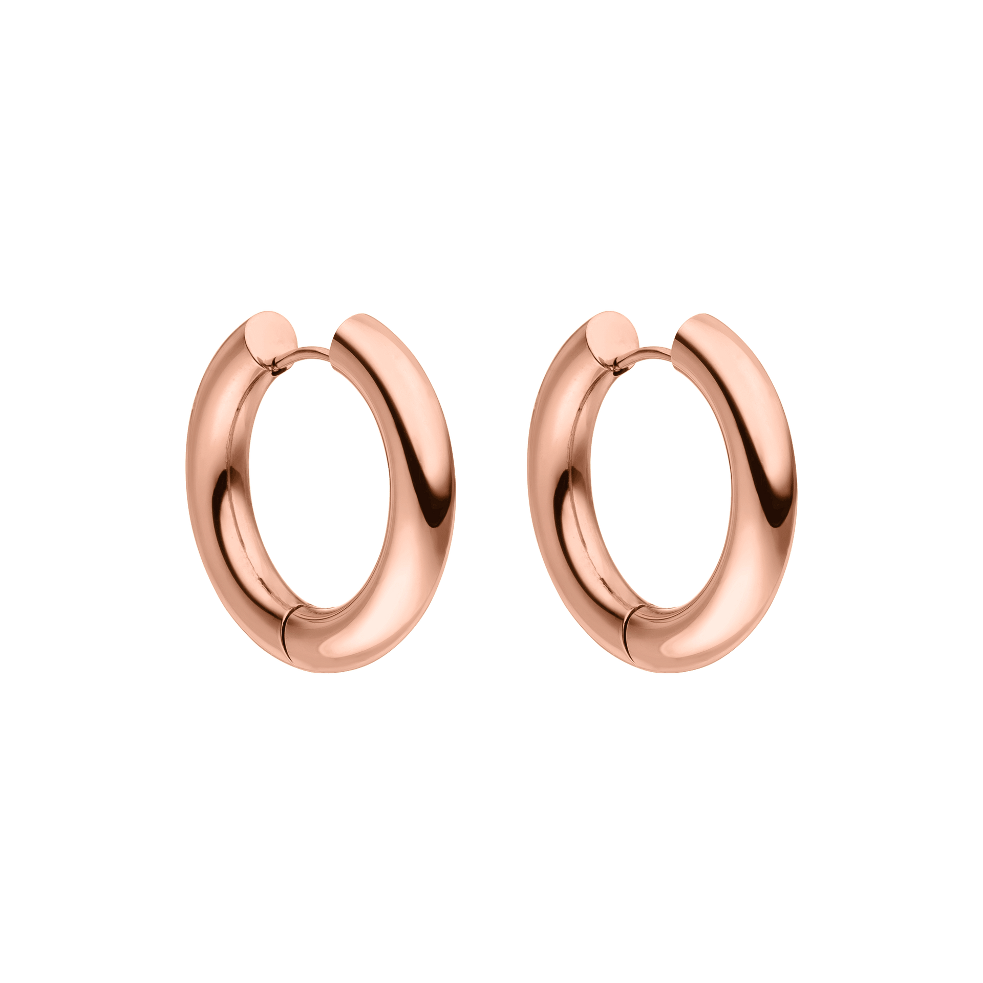Roségoldene Creolen von PURELEI mit elegantem, geschwungenem Design.