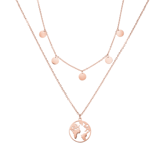 Roségoldene Kette mit Weltkugel-Anhänger und runden Details von PURELEI.